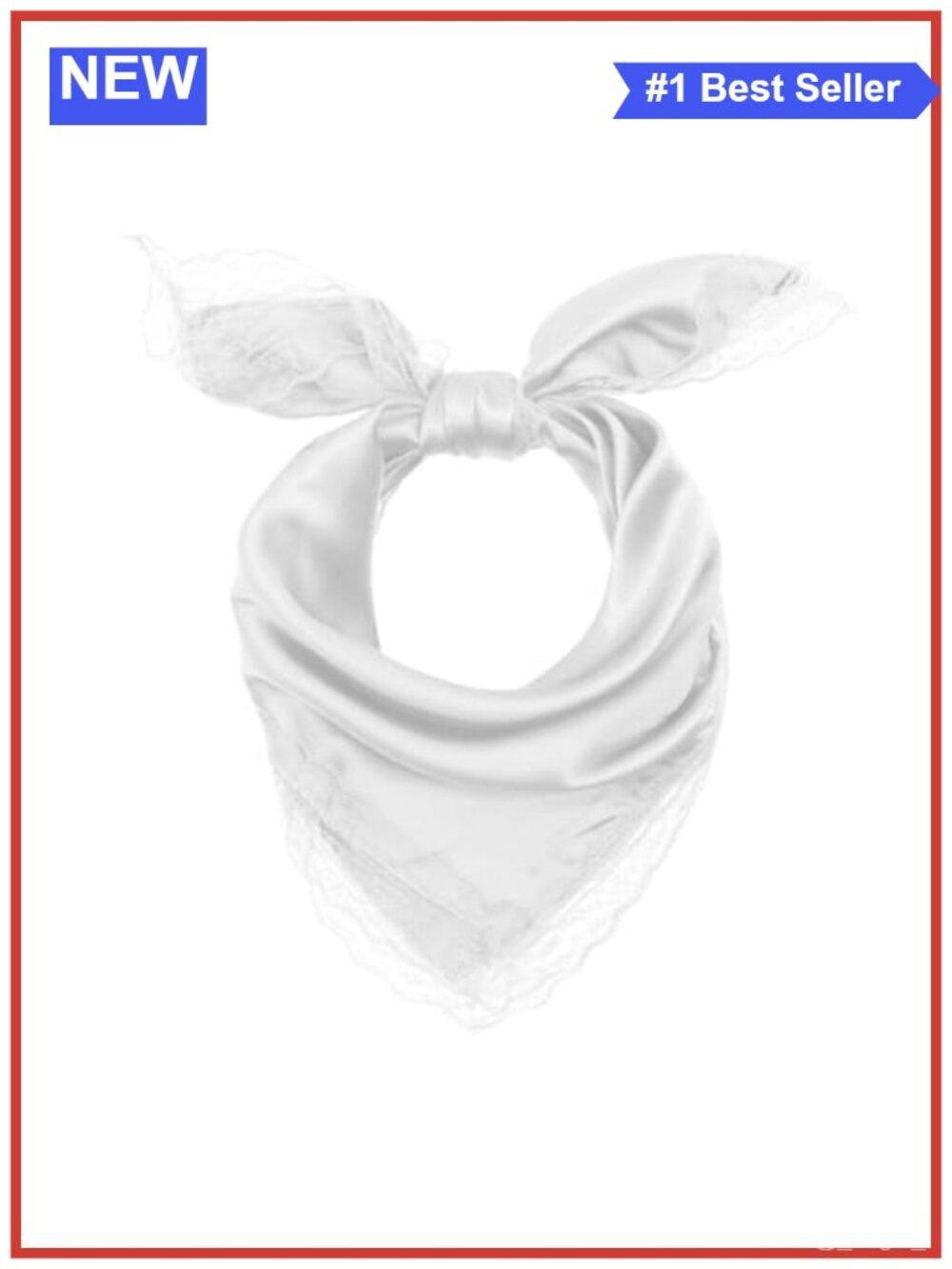 Elegant Lace Square Hair Scarf Bandana Satin Finish Women